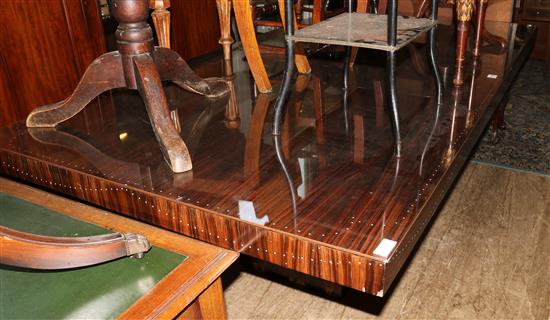 Modern rosewood dining table with glass top(-)